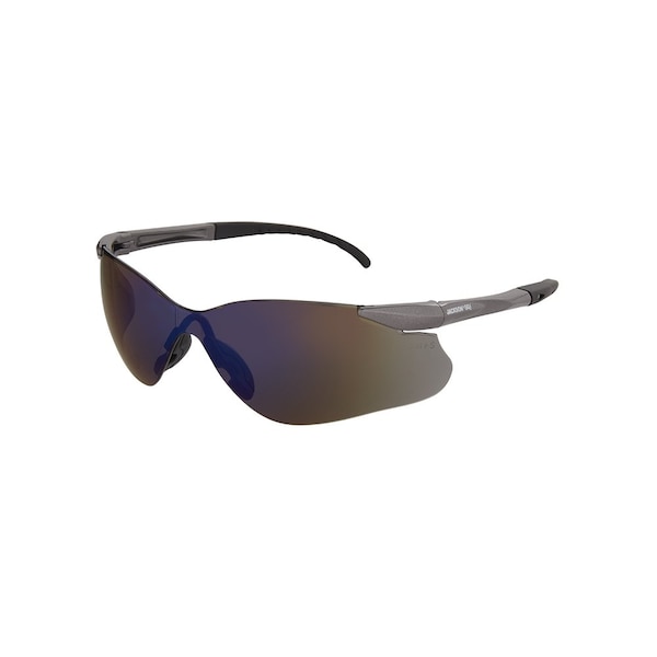 Jackson Safety Safety Glasses, Anti-Scratch, Blue Mirror Lens, Gunmetal Frame, Frameless 50029 - main